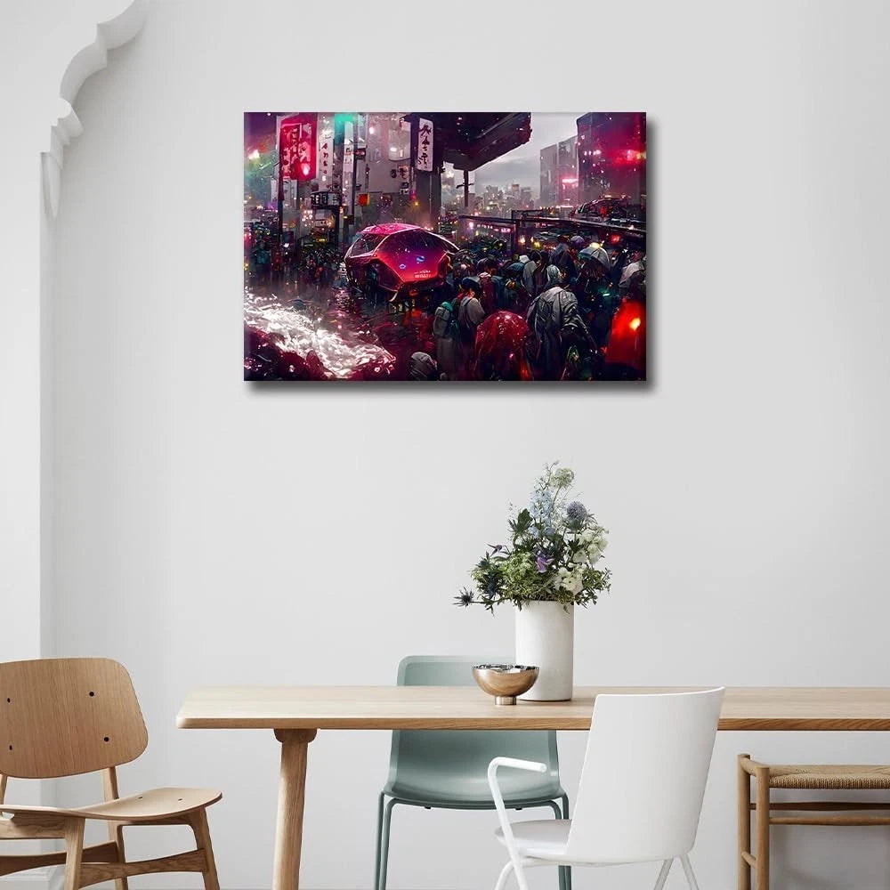 Canvas Wall Art Cyberpunk Poster Printing Modern Wall Decor - FRAMED - 40X 60CM