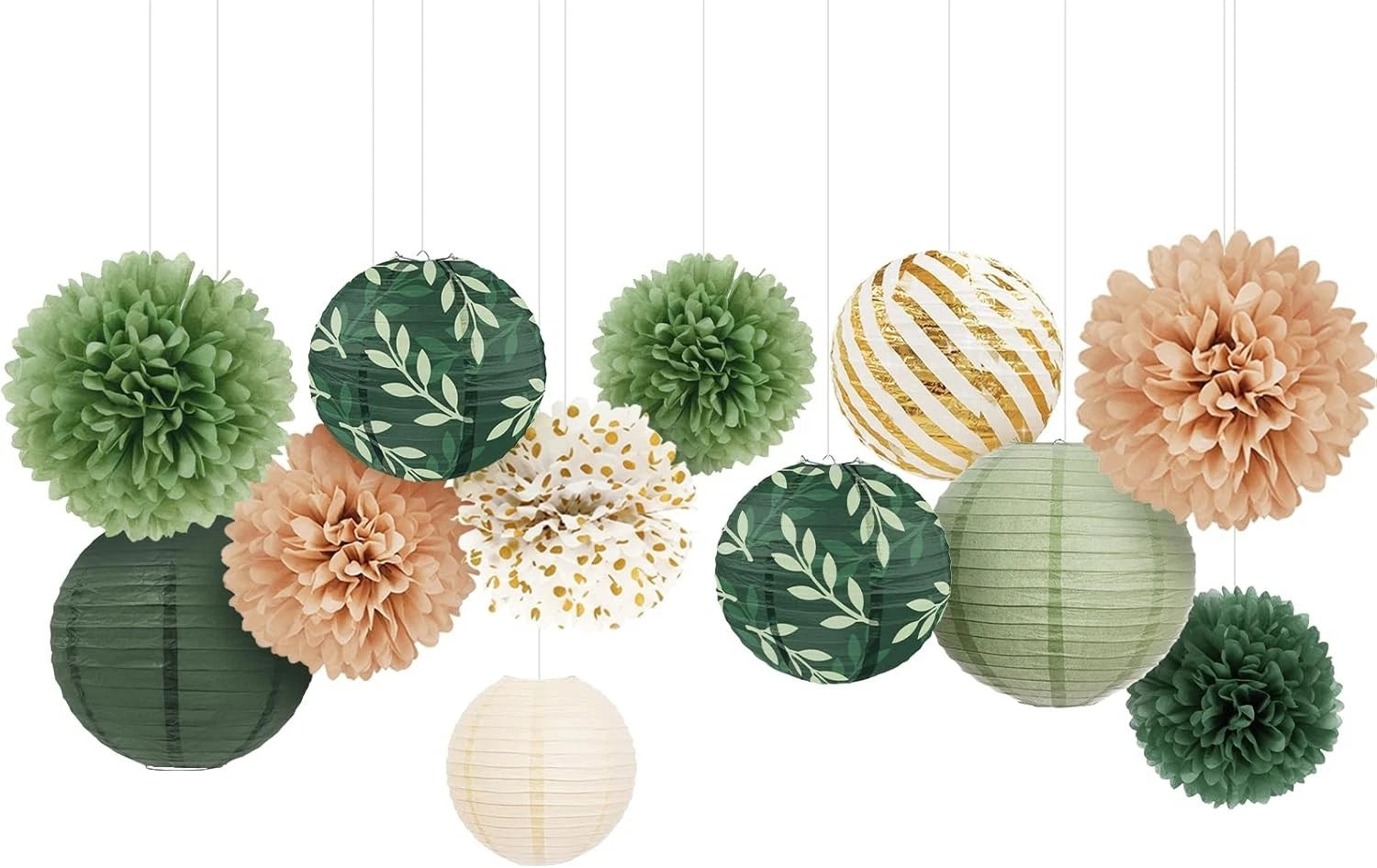 AOBKIAT Wedding Birthday Party Decorations Set,12PCS Olive Green Sage