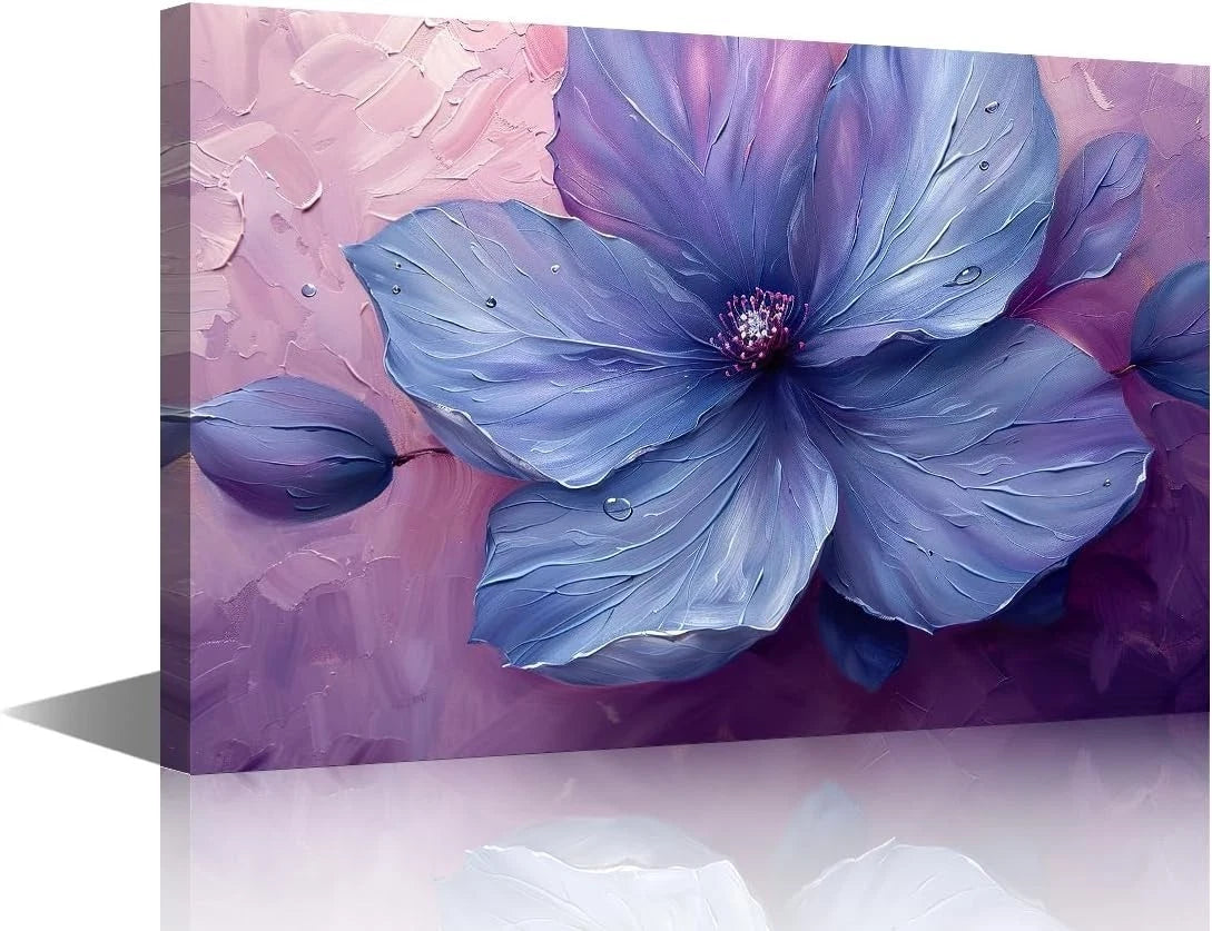TISHIRON Purple Delicate Petal Painting on Canvas Framed -40 x 60 cm
