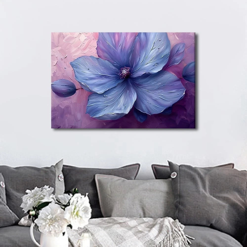 TISHIRON Purple Delicate Petal Painting on Canvas Framed -40 x 60 cm