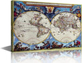 TISHIRON Medieval World Map Paintings on Canvas Framed -40 x 60 cm