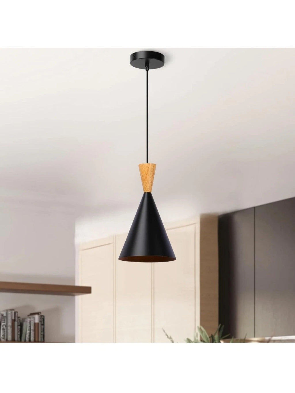 BRUILUCE Modern Black Small Pendant Light With Hardwired Cord For Ceiling E27