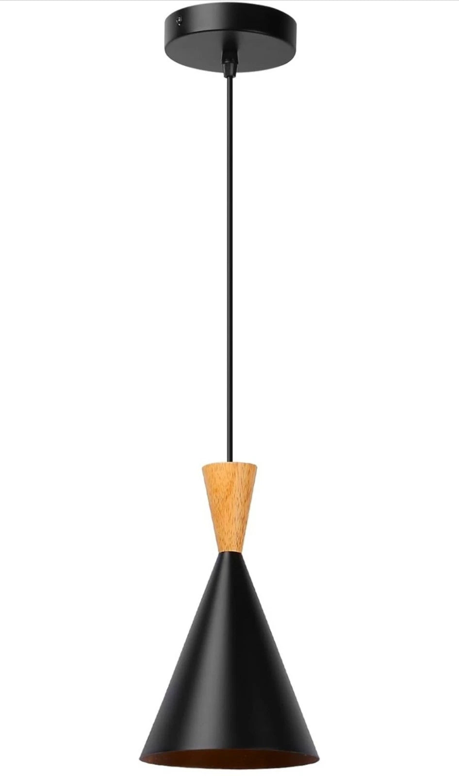 BRUILUCE Modern Black Small Pendant Light With Hardwired Cord For Ceiling E27