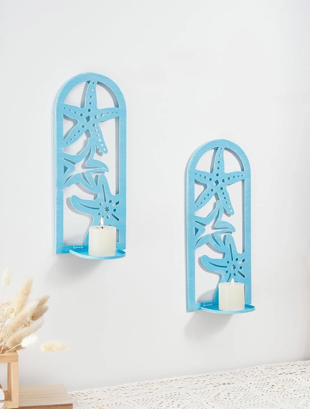 Sziqiqi Wall Candle Holders Coastal Style Starfish - Set of 2 Candle Holders