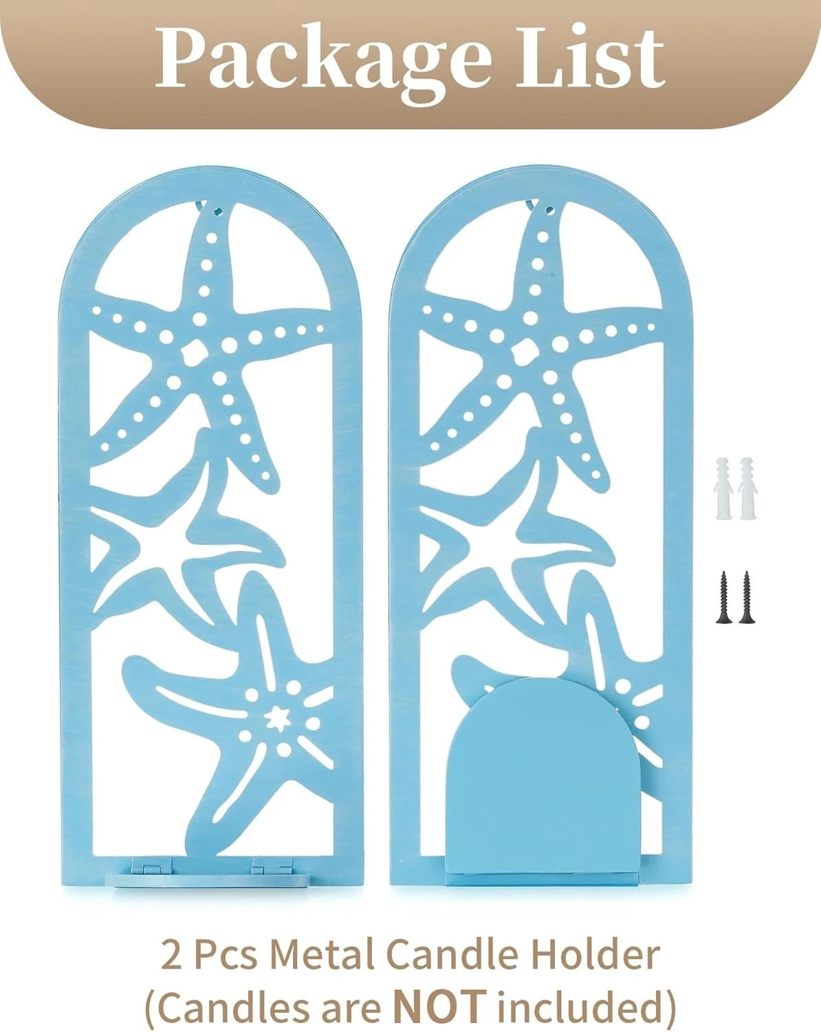 Sziqiqi Wall Candle Holders Coastal Style Starfish - Set of 2 Candle Holders