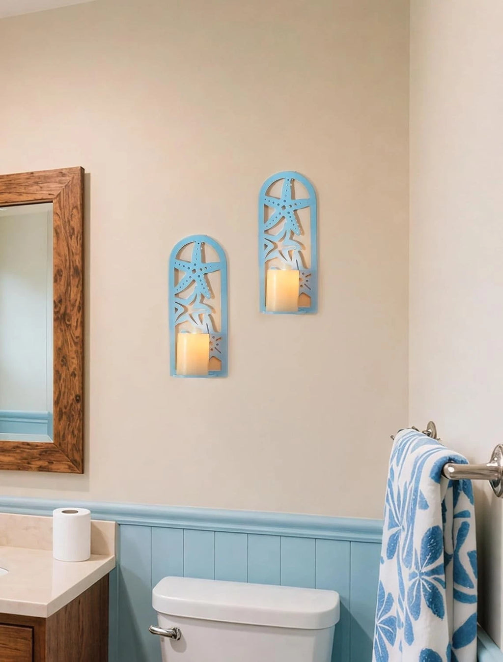 Sziqiqi Wall Candle Holders Coastal Style Starfish - Set of 2 Candle Holders