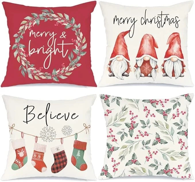 Set of 4 MIULEE - Christmas Velvet Cushion Cover -45cm x 45cm *Merry & Bright*