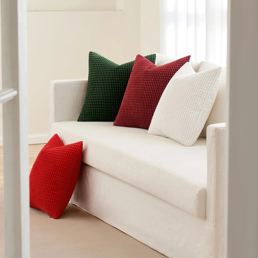 MIULEE Set of 4- Striped Corduroy Fabric Square-Christmas Series - 45cm x 45cm