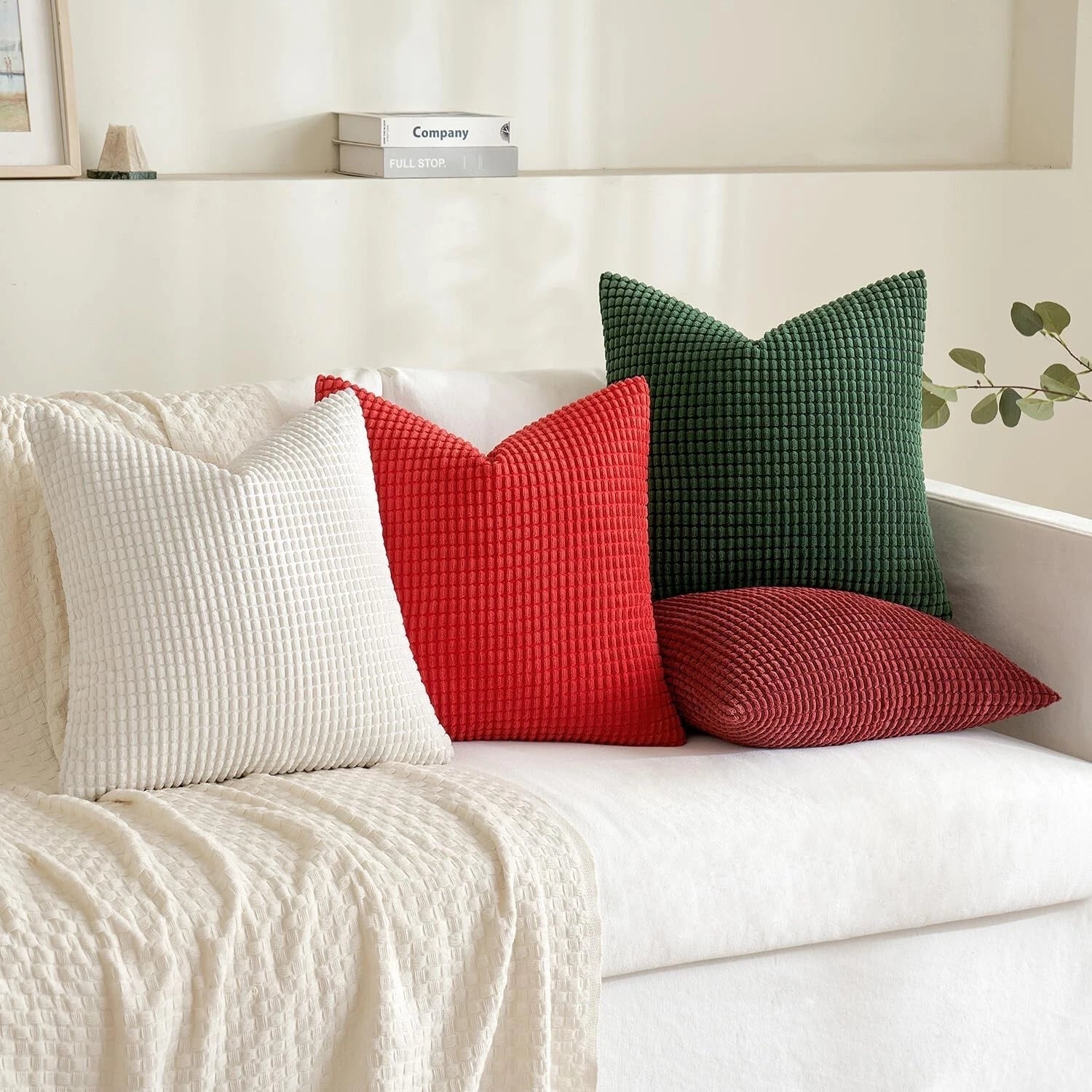 MIULEE Set of 4- Striped Corduroy Fabric Square-Christmas Series - 45cm x 45cm