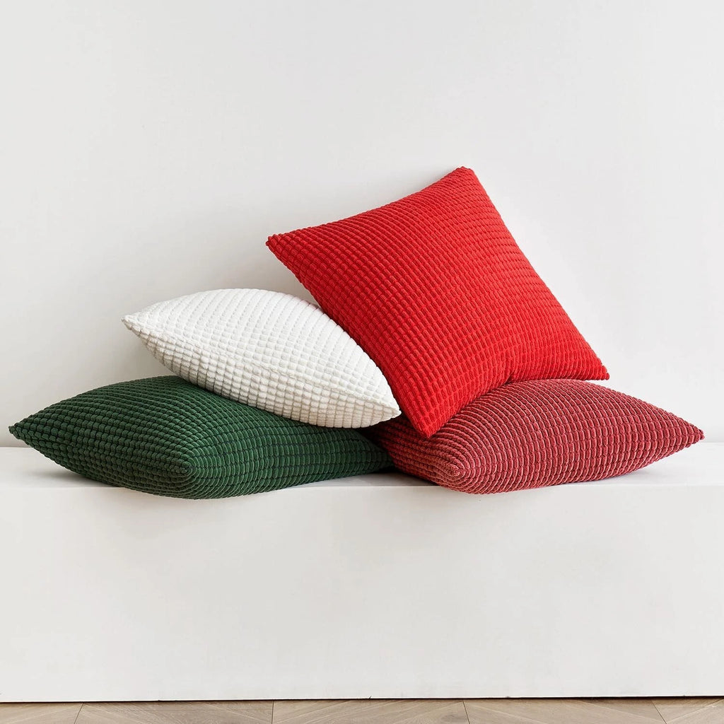 MIULEE Set of 4- Striped Corduroy Fabric Square-Christmas Series - 45cm x 45cm