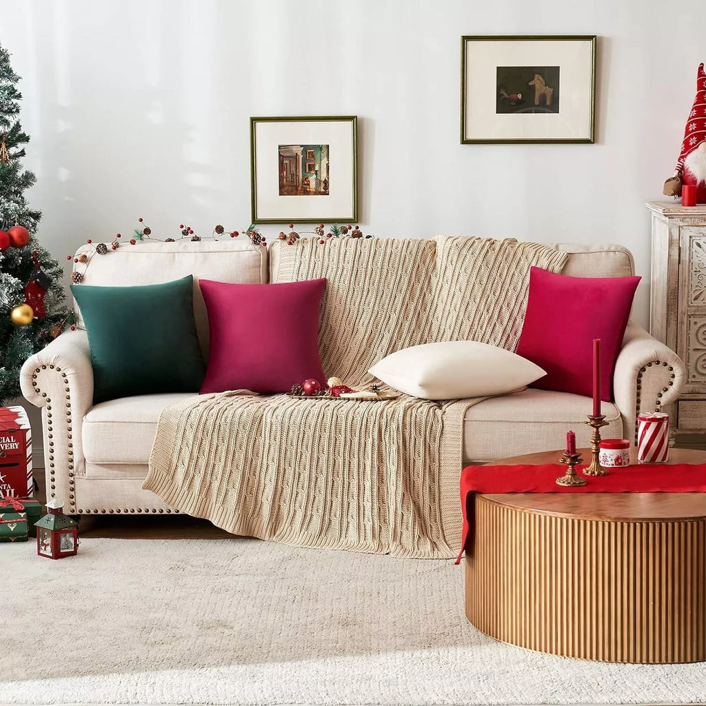 MIULEE Set of 4- Velvet Cushions Fabric Square-Christmas Series - 50cm x 50cm