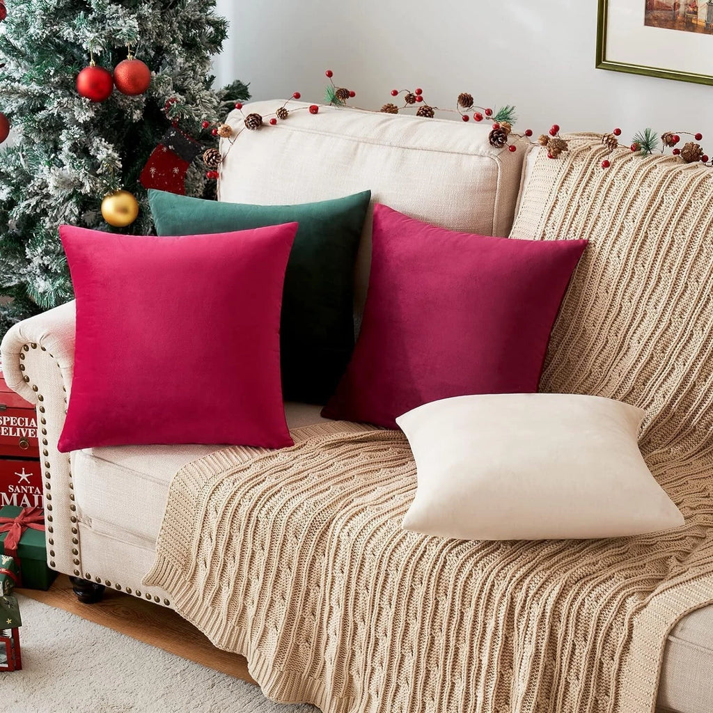 MIULEE Set of 4- Velvet Cushions Fabric Square-Christmas Series - 50cm x 50cm