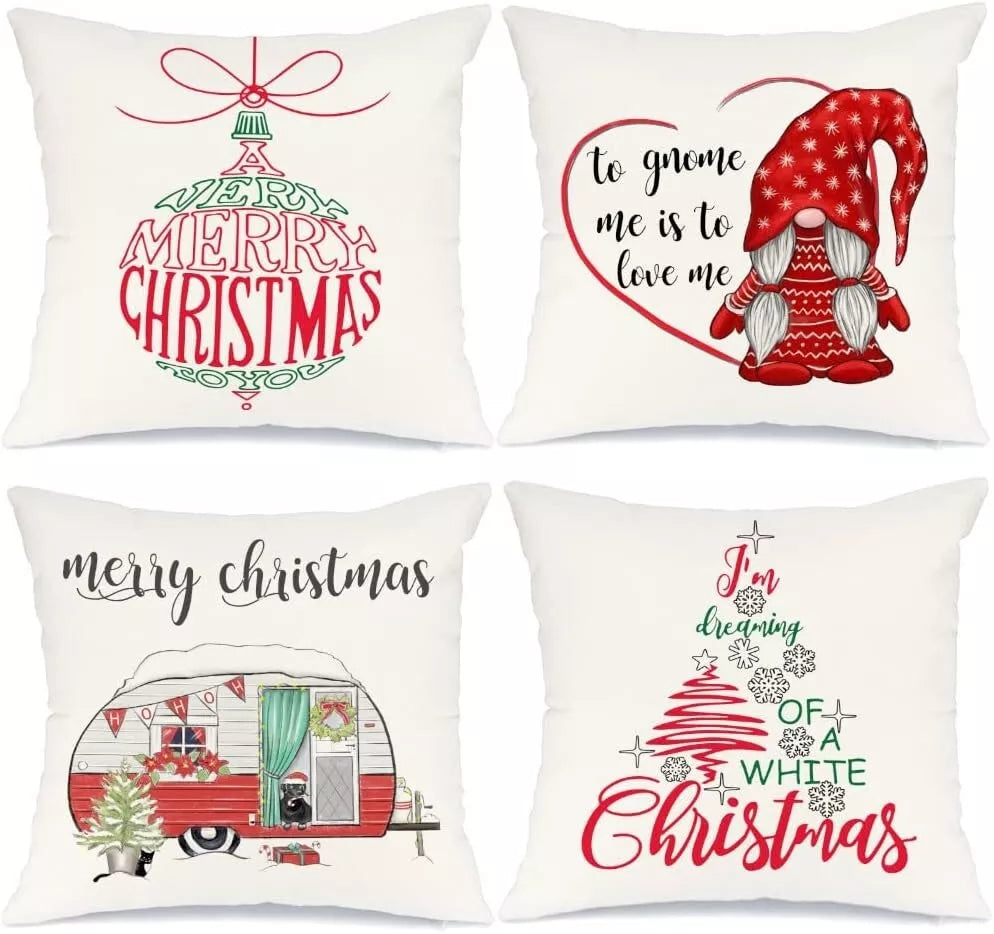 MIULEE Set of 4- Velvet Merry Christmas Cushions -Christmas Series - 45cm x 45cm
