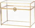 Glass Wedding Card Box with Lock for Wedding Reception, 10" x 6" x 8"- Gold