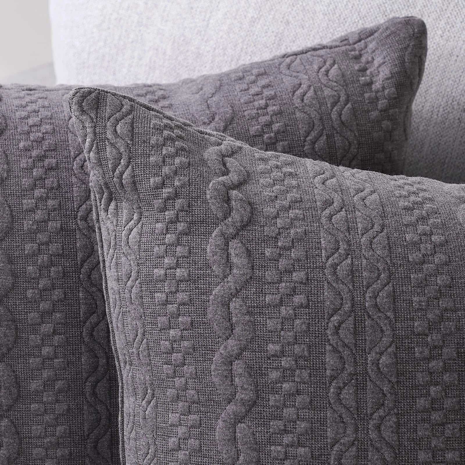 Set of 2 - Super Soft Deep Grey - Embossed Pattern Cushion Cover40cm x 40cm
