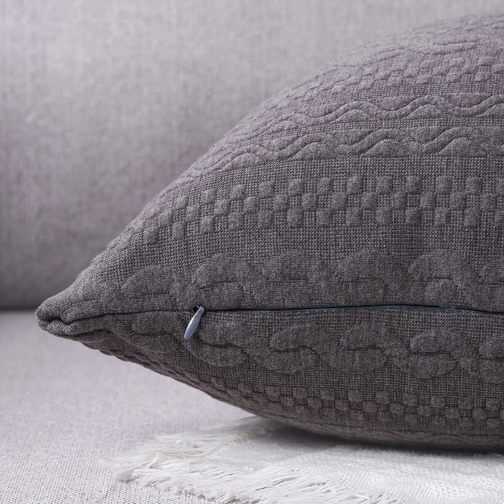 Set of 2 - Super Soft Deep Grey - Embossed Pattern Cushion Cover40cm x 40cm