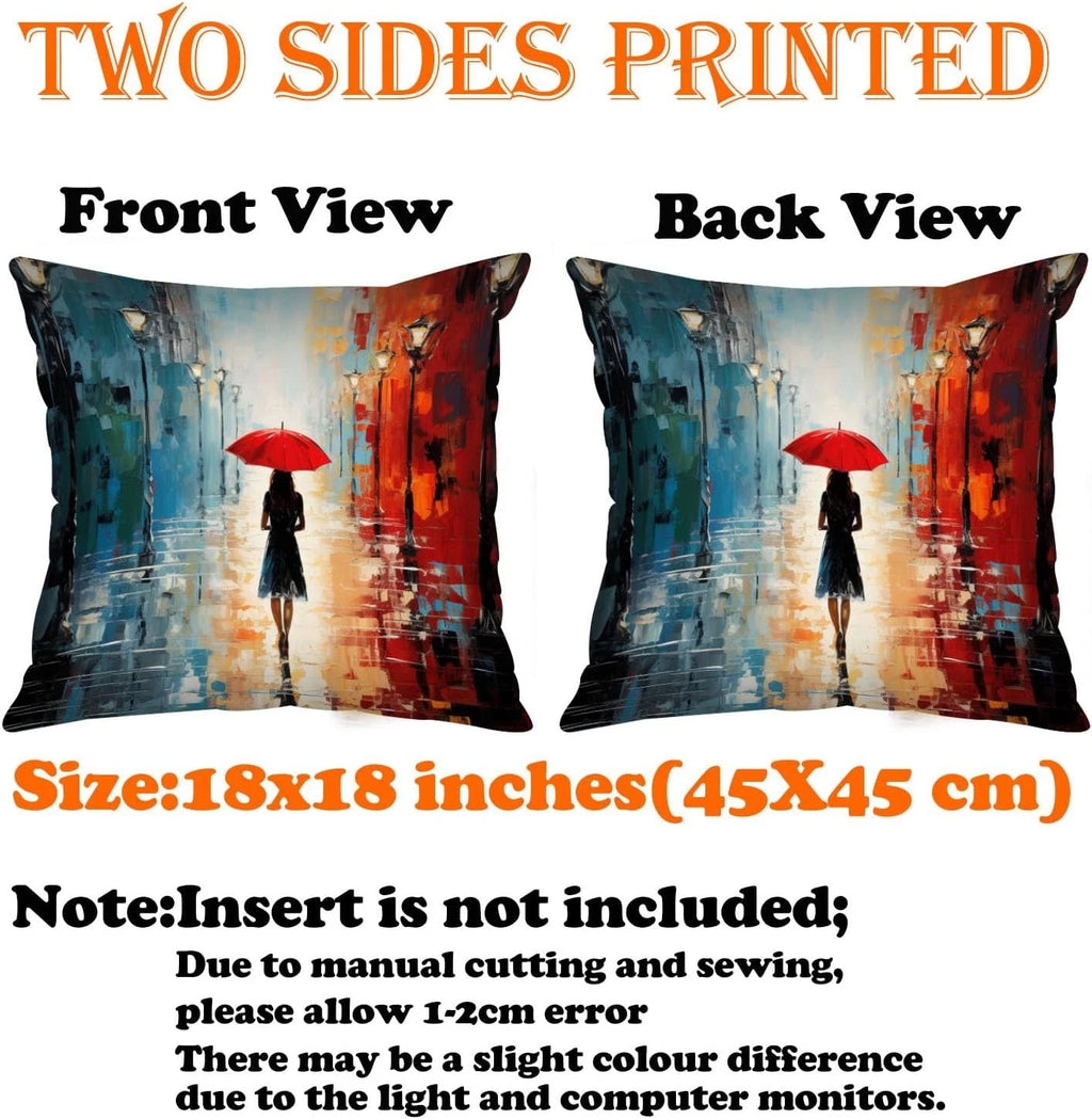 Set of 4 Romantic Cityscape Cushion Covers - 45cm x 45cm