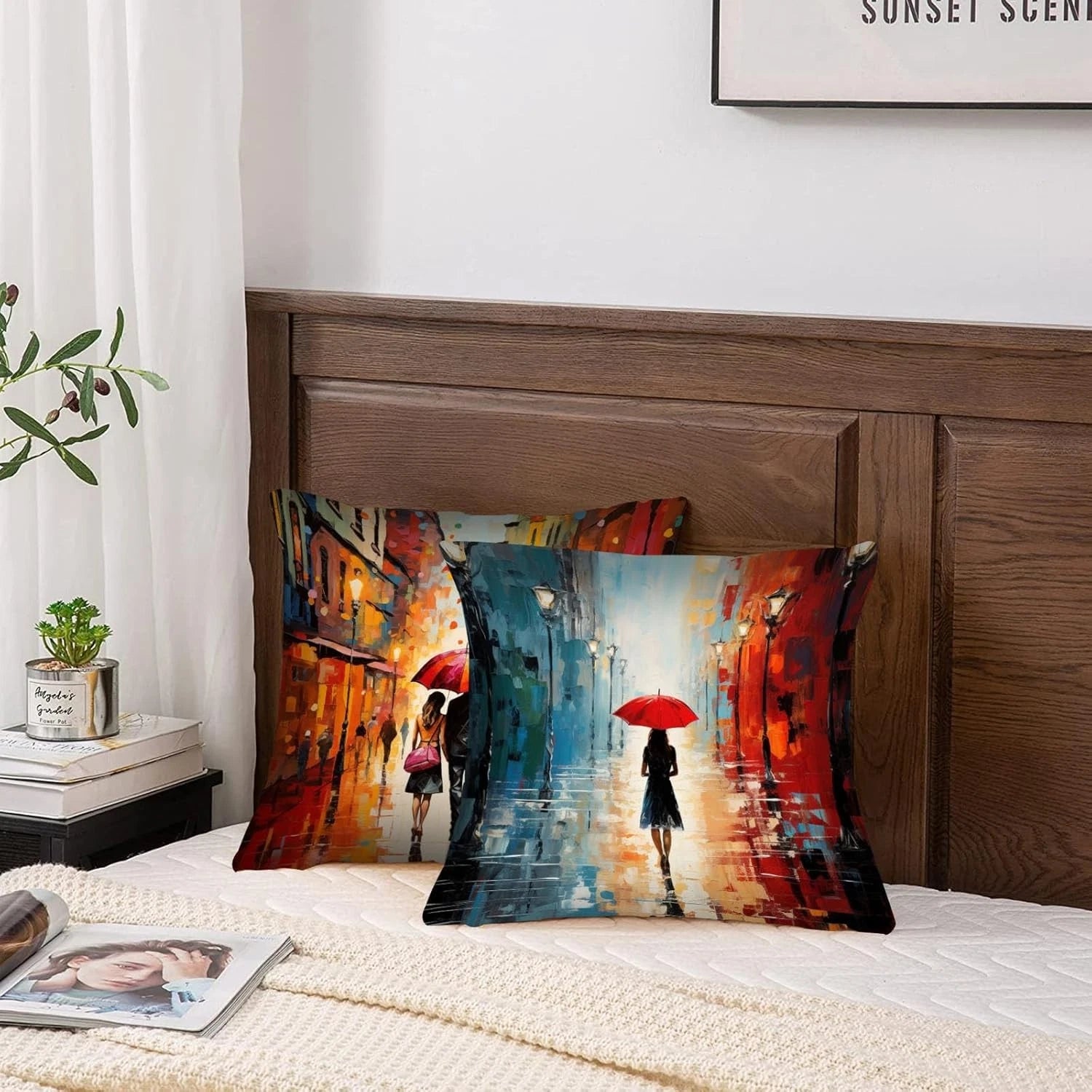 Set of 4 Romantic Cityscape Cushion Covers - 45cm x 45cm