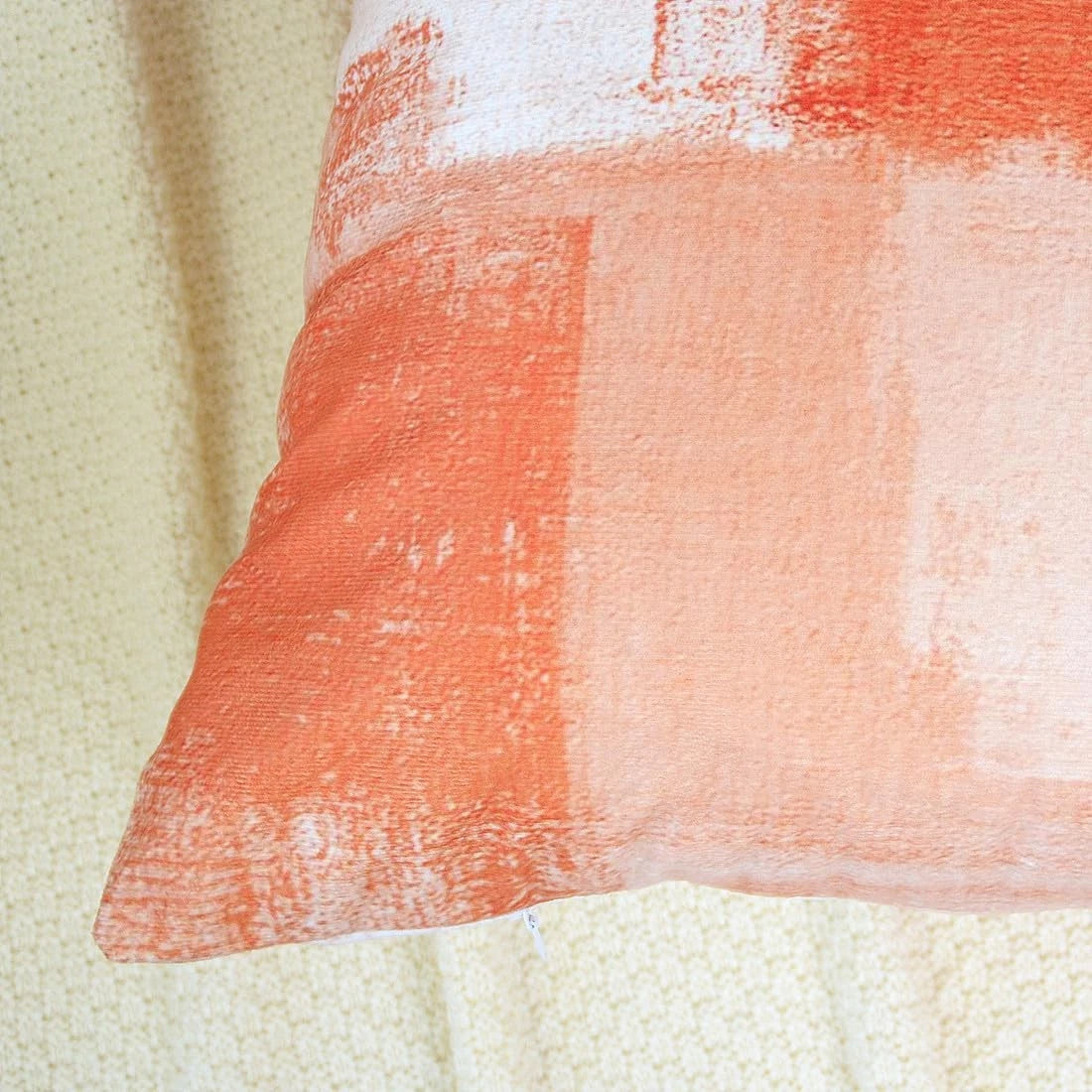 Set of 2 Velvet Cushion Covers 45x45cm Orange Geometric