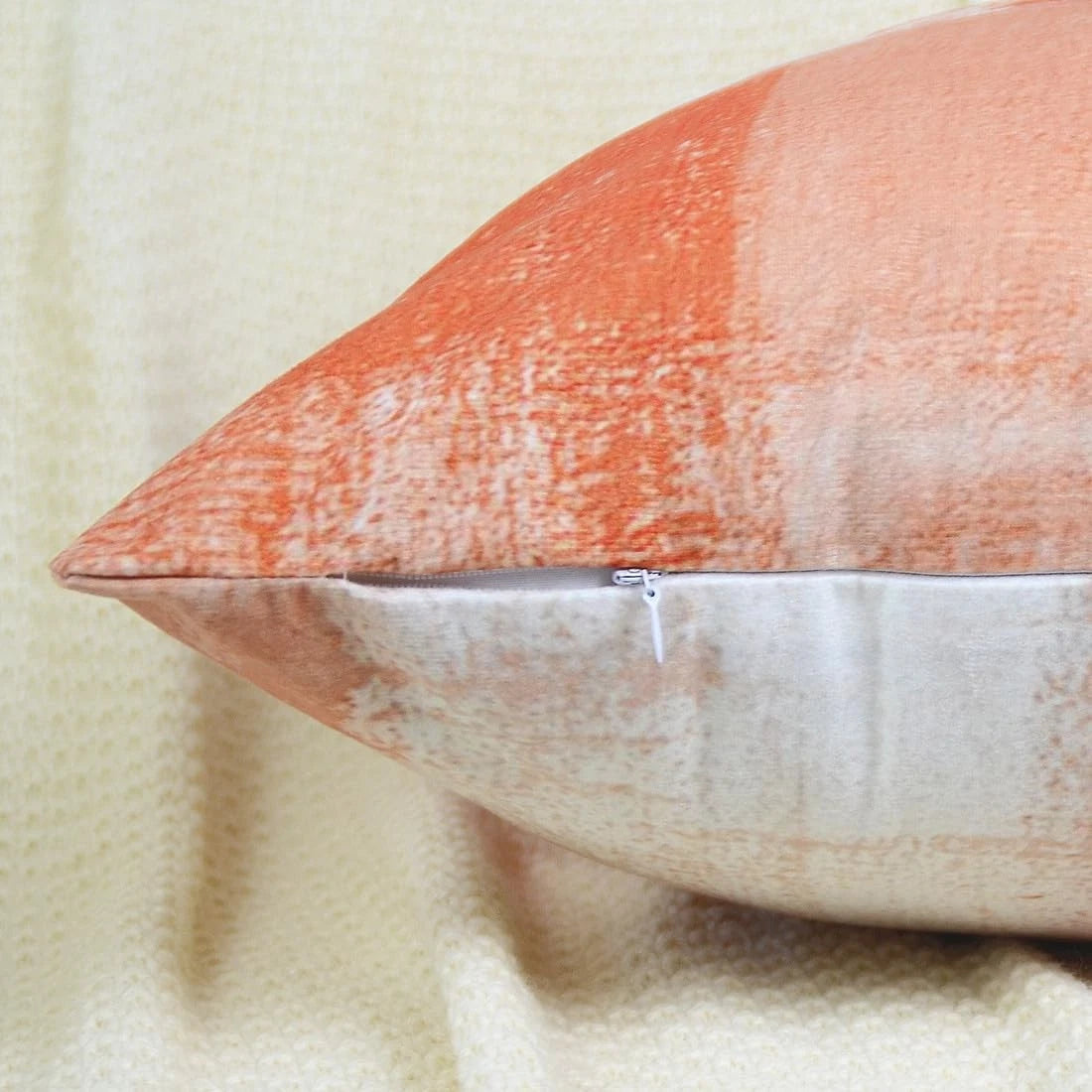 Set of 2 Velvet Cushion Covers 45x45cm Orange Geometric