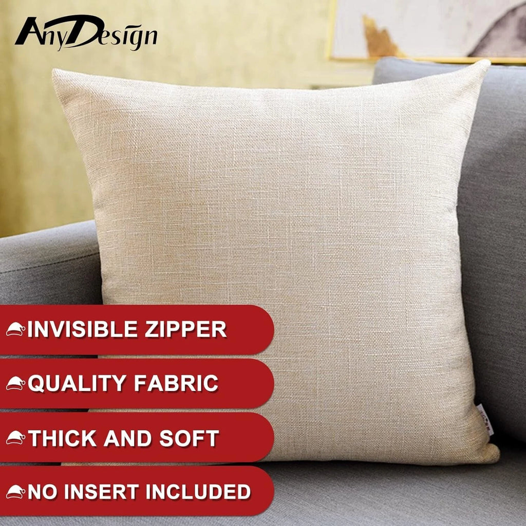 Set of 4 Christmas Cushion Covers- Beige,Red,Snowflakes,Poinsettia-45 x 45cm