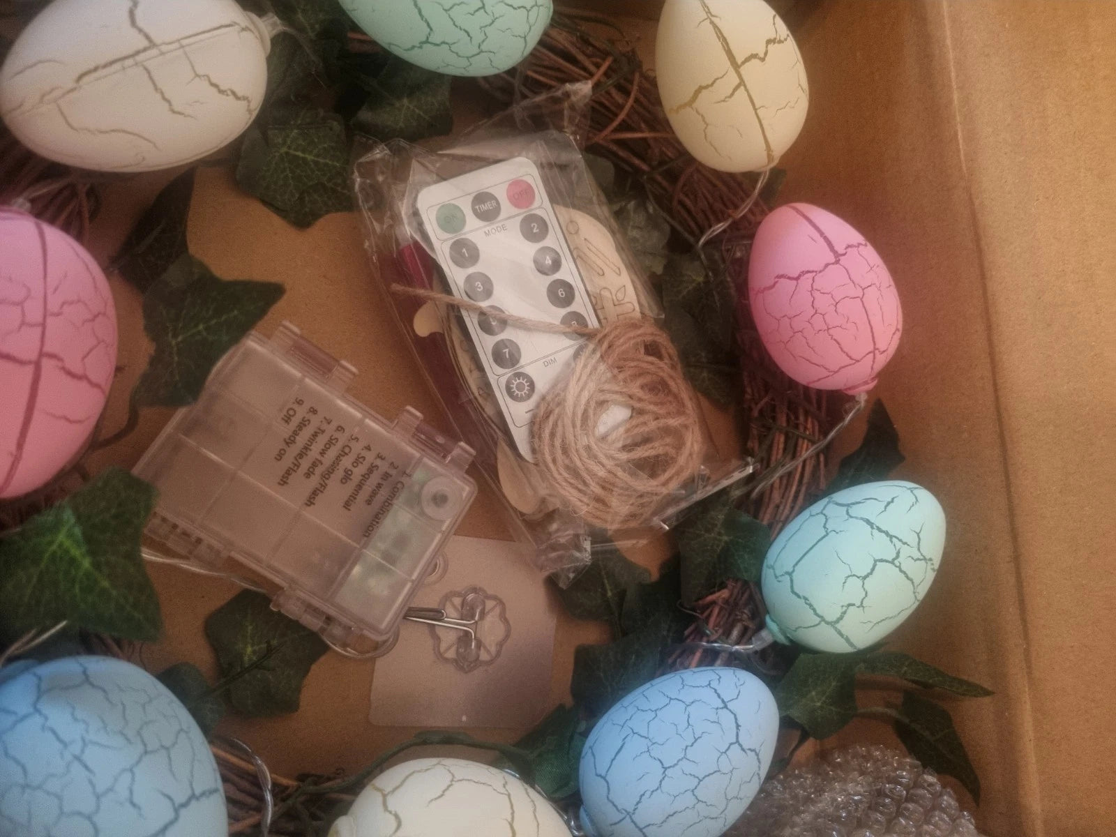 Light up Easter Egg Wreath – Colorful Front Door Decoration for Easter Holiday