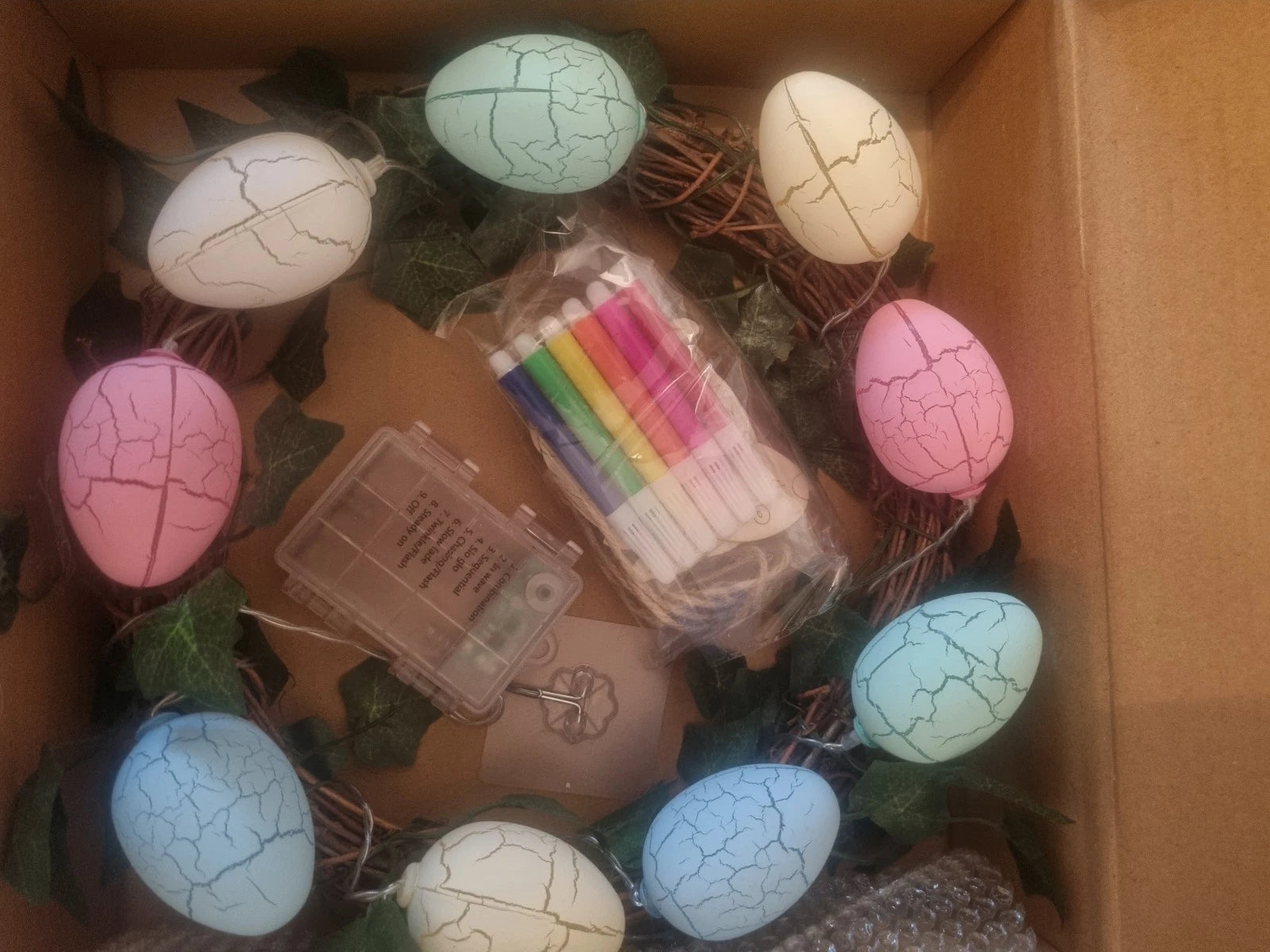 Light up Easter Egg Wreath – Colorful Front Door Decoration for Easter Holiday