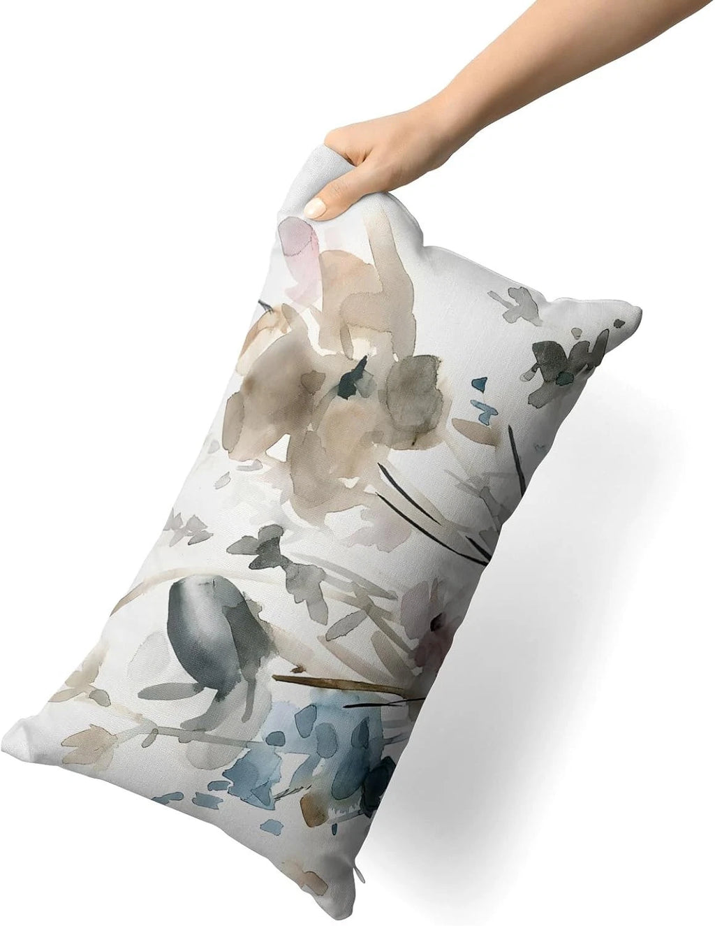 Snylcce Brown Cream Grey Teal Floral Cushion Covers - 30cm x 50cm