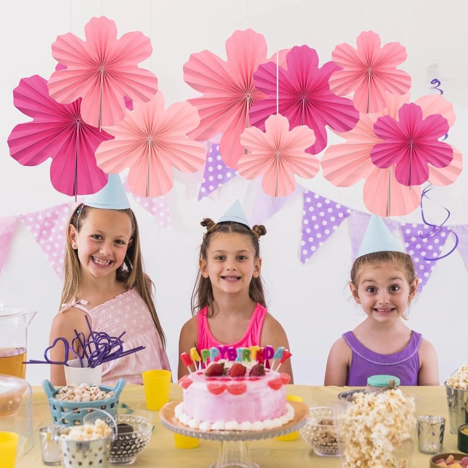 Zueyen 9PCS Paper Flowers Decorations for Wall - Shades of Pink