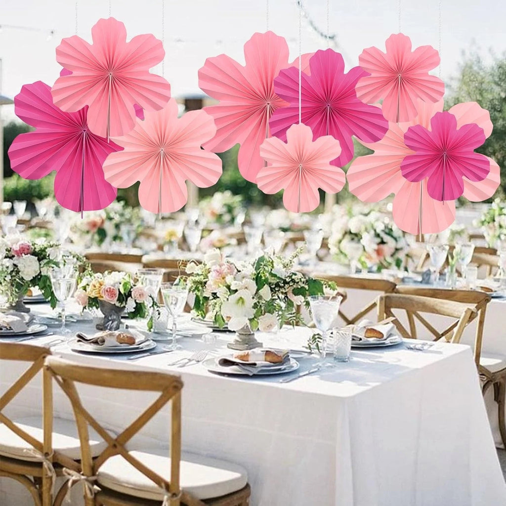 Zueyen 9PCS Paper Flowers Decorations for Wall - Shades of Pink