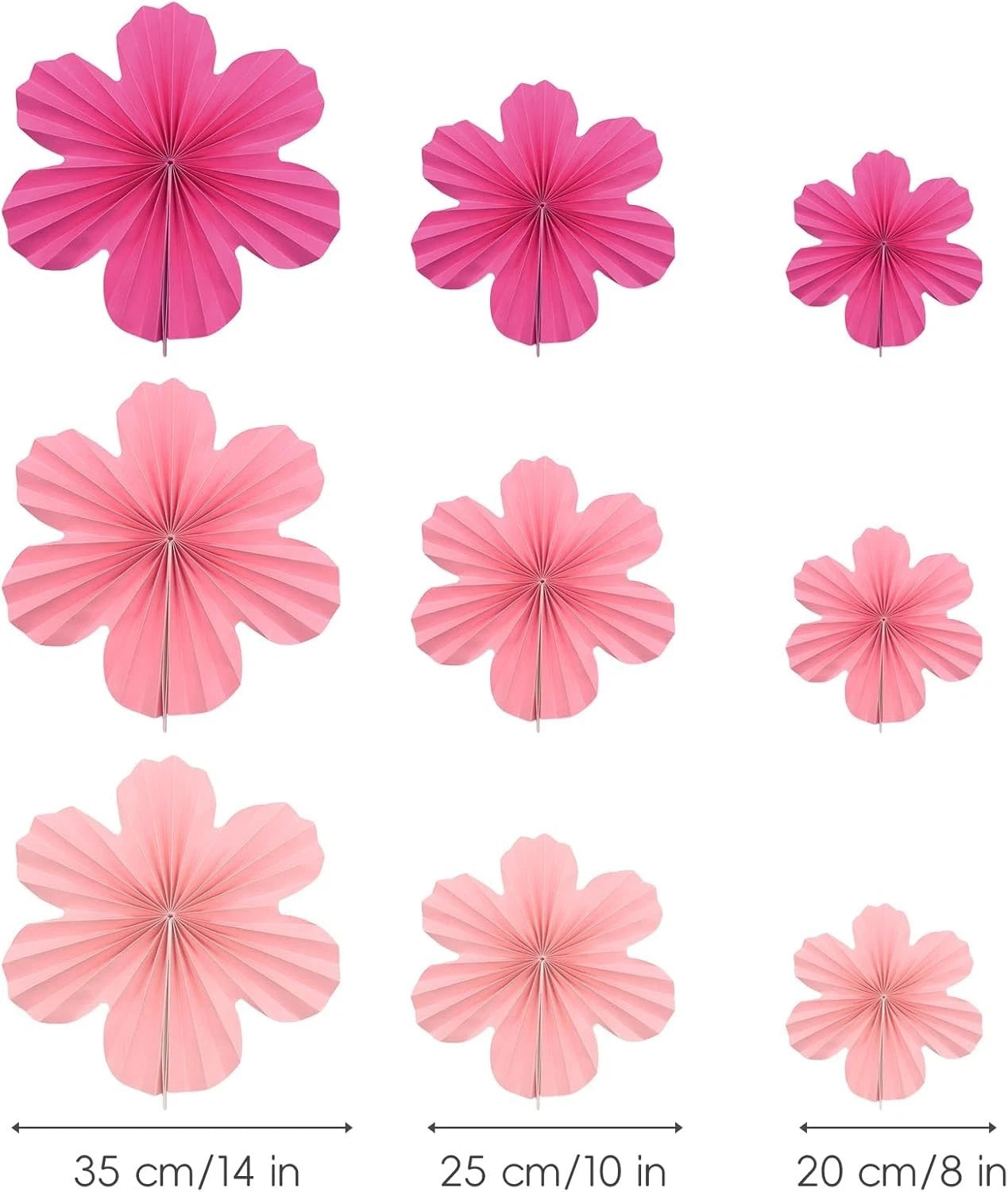 Zueyen 9PCS Paper Flowers Decorations for Wall - Shades of Pink