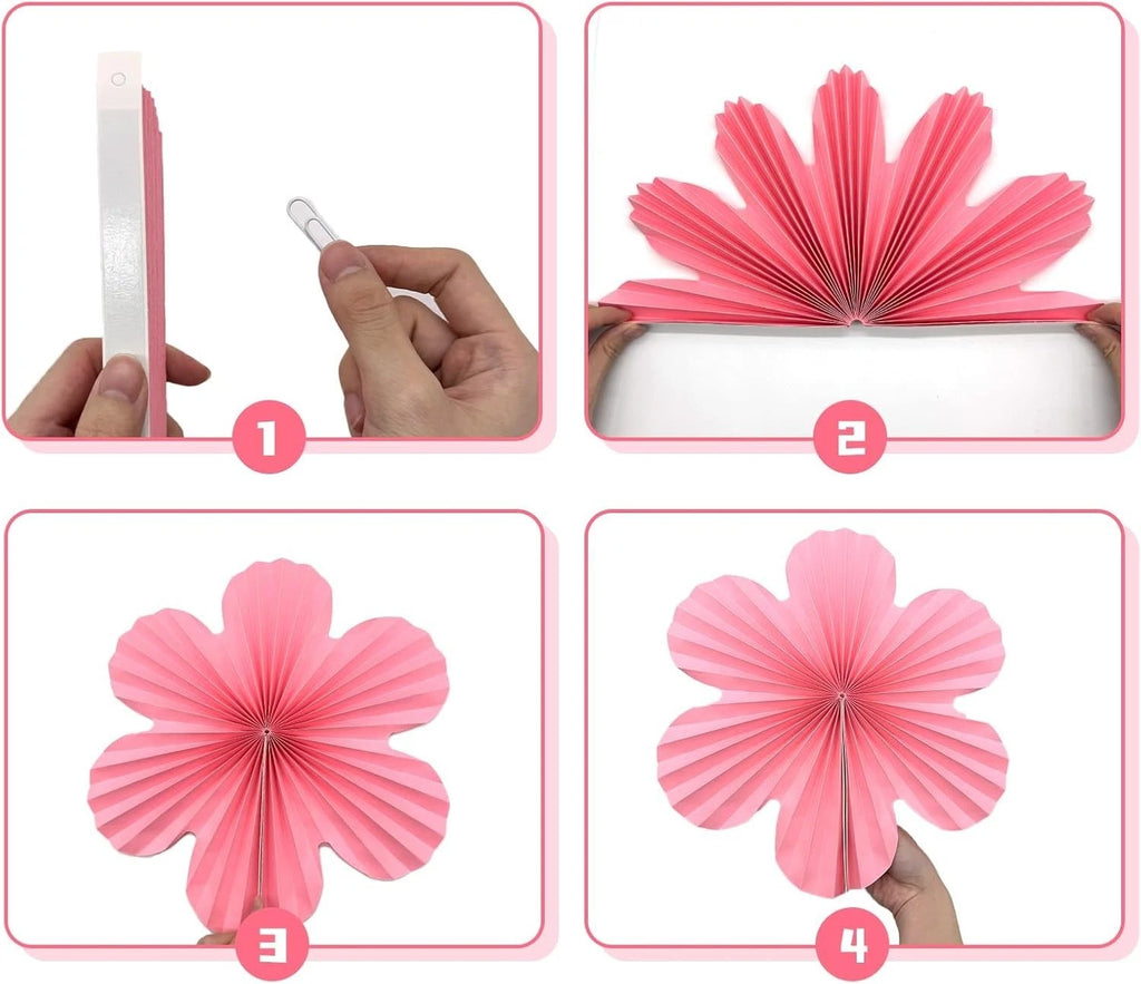 Zueyen 9PCS Paper Flowers Decorations for Wall- Orange, Pink & Off White