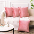 Yonous Cushion Covers, Soft Premium Velvet- Set of 4 - 50cm x 50cm - Rose Pink