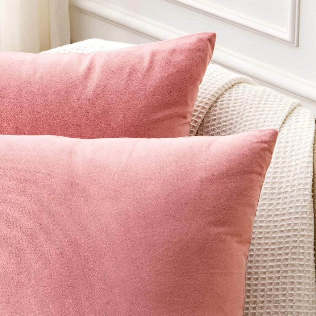 Yonous Cushion Covers, Soft Premium Velvet- Set of 4 - 50cm x 50cm - Rose Pink